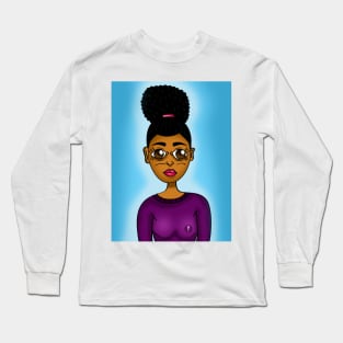 cute black girl digital art Long Sleeve T-Shirt